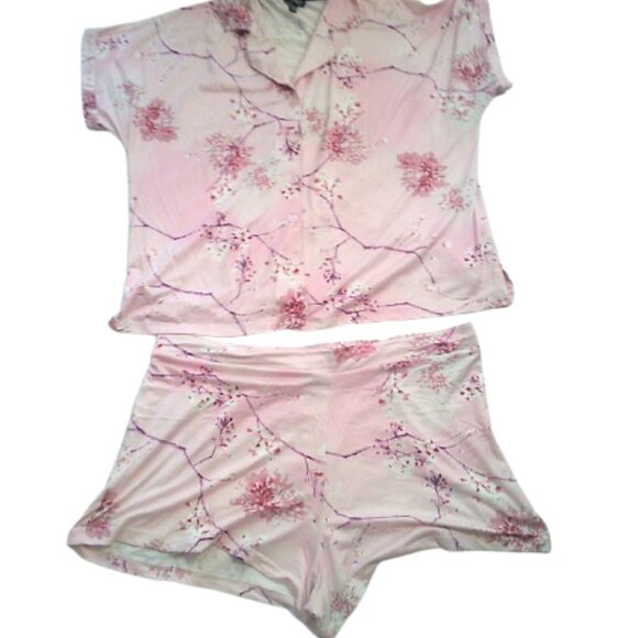 Jones New York Shorty  Pajama Set, Size XL/TG Pink Floral Short Pajamas Set - Picture 4 of 10